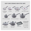 T - Fal Easy Care Ceramic, 20 Piece Pots and Pans Cookware Set, Electric Blue