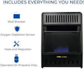 ML100TBAHR Ventless Propane Gas Blue Flame Space Heater with Thermostat Control for Living Room, Bedroom, Home Office, 10000 BTU, Heats up to 300 Sq. Ft., Includes Wall Mount, Black