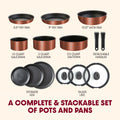 T - Fal Ingenio Expertise Nonstick 14 - Piece Cookware Set, Induction Oven Safe up to 500F, Detachable Handle, Onyx Black