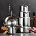 Gourmet Tri-Ply Clad 12-Piece Stainless Steel Cookware Set