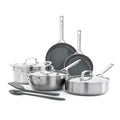 Greenpan Bobby Flay 10 - Piece Stainless Steel Cookware Set, Ceramic Nonstick Fry Pans, Dishwasher Safe