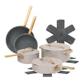 Beautiful 12pc Ceramic Non - Stick Cookware Set with Strainer Lids, White Icing by Drew Barrymore