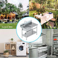 Stainless Steel Utility Sink with Cold and Hot Water Pipes, Free Standing Single Bowl Commercial Kitchen Sink with Workbench, Storage Shelf& Faucet, for Kitchen, Bathroom, Farmhouse, Indoor, Outdoor