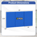 3 Pcs Metal Pegboard Panels w/25 Hooks, Storage Platform & Square Hole, Heavy Duty Pegboard Wall Organizer, Peg Board for Workshop Tool Storage