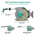 AUOSHI Retractable Garden Hose Reel 1/2" 100ft Automatic Hose Reel with 10 Function Sprayer Nozzle Wall Mount 180 Deg Swivel Bracket Hose Reel with Any Length Lock Slow Return System