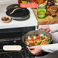 Beautiful 12pc Ceramic Non - Stick Cookware Set with Strainer Lids, White Icing by Drew Barrymore