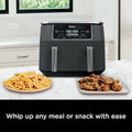 Ninja DZ201 Foodi 8 Quart 6 - in - 1 Dualzone 2 - Basket Air Fryer with 2 Independent Frying Baskets, Match Cook & Smart Finish to Roast, Broil, Dehydrate & More for Quick, Easy Meals, Grey