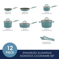 Rachael Ray 12 - Piece Cucina Nonstick Pots and Pans Set, Cookware, Set Cranberry