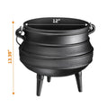 Bruntmor Pre - Seasoned Cast Iron Cauldron - Bruntmor African Potjie Pot with Lid - 3 Legs for Even Heat Distribution - Camping Dutch Oven Cookware for Over - the - Fire Cooking - 10 Quarts, X - Large