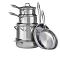 Tri-Ply 10-Piece Stainless Steel Cookware Set with Glass Lids