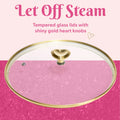 Paris Hilton 10 - Piece Ceramic Nonstick Cast Aluminum Cookware Set, Clean Ceramic? Coating, Faceted Pink Design