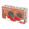 Beautiful 12pc Ceramic Non - Stick Cookware Set with Strainer Lids, White Icing by Drew Barrymore