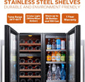 Ca'Lefort 30" Wine and Beverage Refrigerator, 28 Bottles Dual Zone Wine Fridge and 100 Cans Beverage Fridge Cooler with Stainless Steel Door Framed
