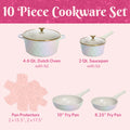 Paris Hilton 10 - Piece Ceramic Nonstick Cast Aluminum Cookware Set, Clean Ceramic? Coating, Faceted Pink Design
