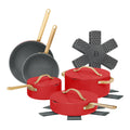 Beautiful 12pc Ceramic Non - Stick Cookware Set with Strainer Lids, White Icing by Drew Barrymore