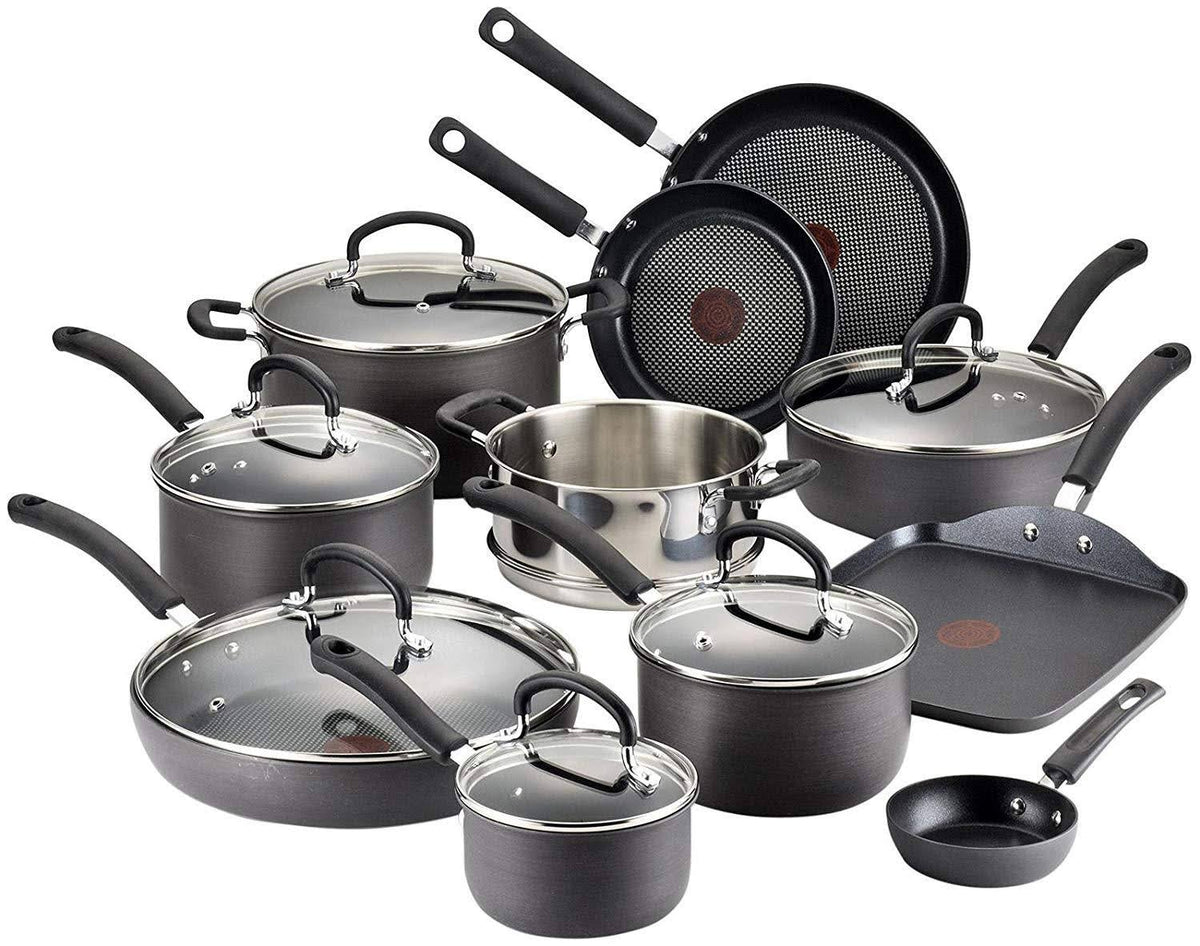 T-Fal Ultimate Hard Anodized Nonstick 17 Piece Cookware Set Black