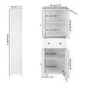 Ktaxon 64" Tall Bathroom Storage Cabinet Organizer, Freestanding Kitchen Pantry Cabinet Line Tower with 2 Glass Doors, Large Drawer & 4 Adjustable Shelves for Dining Room Living Room Home Office, White