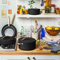 Beautiful 12pc Ceramic Non - Stick Cookware Set with Strainer Lids, White Icing by Drew Barrymore