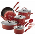 Rachael Ray 12 - Piece Cucina Nonstick Pots and Pans Set, Cookware, Set Cranberry