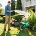 Garden Hose Reel Cart Holds 230FT of 5/8" Hose, Heavy-Duty Hose Cart with 2 Wheels & Storage Basket, Portable Water Hose Organizer for Yard
