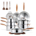 Carote 23 - Piece Tri - Ply Stainless Steel Cookware Set with Lids, Nonstick Induction Compatible Pots & Pans Set, Oven Safe