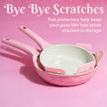 Paris Hilton 10 - Piece Ceramic Nonstick Cast Aluminum Cookware Set, Clean Ceramic? Coating, Faceted Pink Design