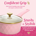 Paris Hilton 10 - Piece Ceramic Nonstick Cast Aluminum Cookware Set, Clean Ceramic? Coating, Faceted Pink Design