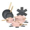 Beautiful 12pc Ceramic Non - Stick Cookware Set with Strainer Lids, White Icing by Drew Barrymore
