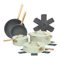 Beautiful 12pc Ceramic Non - Stick Cookware Set with Strainer Lids, White Icing by Drew Barrymore