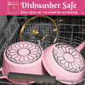 Paris Hilton 10 - Piece Ceramic Nonstick Cast Aluminum Cookware Set, Clean Ceramic? Coating, Faceted Pink Design