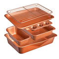 StackMaster 21- Piece Aluminum Cast Textured Ceramic Nonstick Cookware and Bakeware Set with Utensils