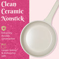 Paris Hilton 10 - Piece Ceramic Nonstick Cast Aluminum Cookware Set, Clean Ceramic? Coating, Faceted Pink Design