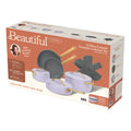 Beautiful 12pc Ceramic Non - Stick Cookware Set with Strainer Lids, White Icing by Drew Barrymore