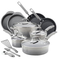 Rachael Ray 15 - Piece Nonstick Pots and Pans Set/Cookware Set, Marine Blue