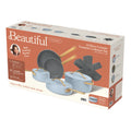 Beautiful 12pc Ceramic Non - Stick Cookware Set with Strainer Lids, White Icing by Drew Barrymore