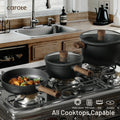 Carote 13 - Pcs Nonstick Cookware Sets, Pots and Pans with Stay - Cool Handles, Induction Compatible Kitchen Set, (Black)