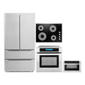Cosmo 4 Piece Kitchen Appliance Package 30" Electric Cooktop 24" Single Electric Wall Oven 24" Built - in Microwave Drawer & French Door Refrigerator Kitchen Appliance Bundles