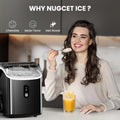 Auseo Nugget Ice Maker Countertop, Ready in 6 Mins, 35 lb Each Day with Self - Cleaning, Portable Sonic Ice Machine for Home/Office/Bar, Black