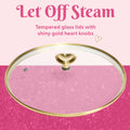 Paris Hilton 10 - Piece Ceramic Nonstick Cast Aluminum Cookware Set, Clean Ceramic? Coating, Faceted Pink Design
