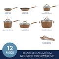 Rachael Ray 12 - Piece Cucina Nonstick Pots and Pans Set, Cookware, Set Cranberry