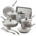 Rachael Ray 12 - Piece Get Cooking Nonstick Pots and Pans Set/Cookware Set, Gray