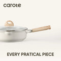 Carote Nonstick Cookware Set 21 - Piece, Kitchen Pots and Pans Set, Stay - Cool Handles, Induction Compatible, Cookware Set for RV and Camping, Beige