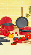 Beautiful 12pc Ceramic Non - Stick Cookware Set with Strainer Lids, White Icing by Drew Barrymore