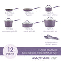 Rachael Ray 12 - Piece Cucina Nonstick Pots and Pans Set, Cookware, Set Cranberry