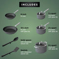 Ninja Neverstick Premium Hard - Anodized 10 - Piece Cookware Set, C39010