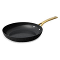Thyme & Table 12 - Piece Nonstick Signature Ribbed Cookware Set, Pots and Pans Set - Black & Gold