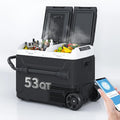 DISHUP 12V Portable Car Refrigerator, 53QT(50 L) Electric Cooler with Dual Zone, DC & AC, Ideal for RV, Camping, Travel, Truck