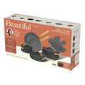 Beautiful 12pc Ceramic Non - Stick Cookware Set with Strainer Lids, White Icing by Drew Barrymore
