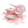 Paris Hilton 10 - Piece Ceramic Nonstick Cast Aluminum Cookware Set, Clean Ceramic? Coating, Faceted Pink Design