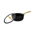Thyme & Table 12 - Piece Nonstick Signature Ribbed Cookware Set, Pots and Pans Set - Black & Gold
